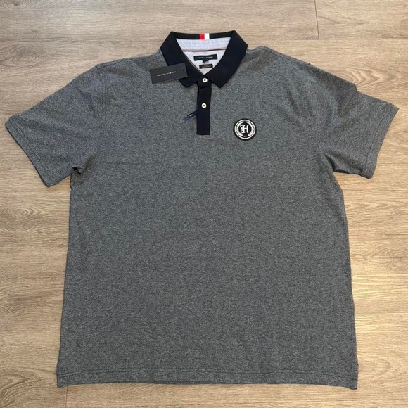 Tommy Hilfiger Other - Tommy Hilfiger NWT Men's 3XL Slim Fit Crest Polo Heather Gray Navy Contrast New